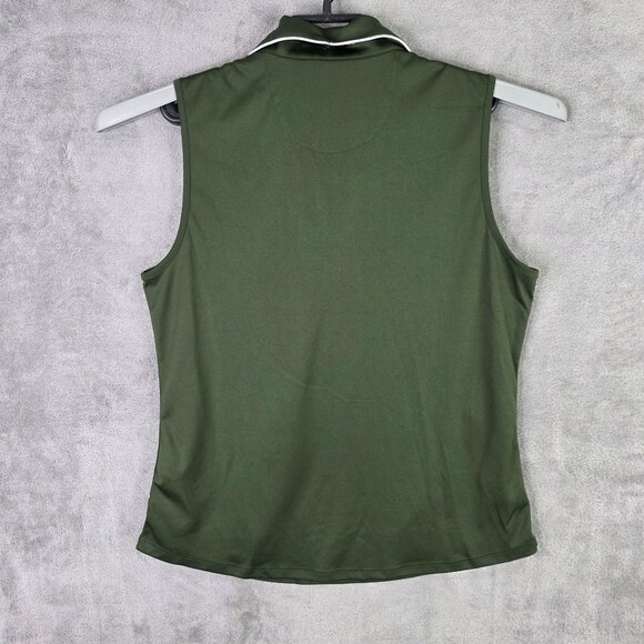 Womens Greg Norman ML75 Green Sleeveless Golf Polo Shirt Embroidered Rose Size L - Picture 4 of 7